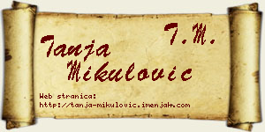 Tanja Mikulović vizit kartica